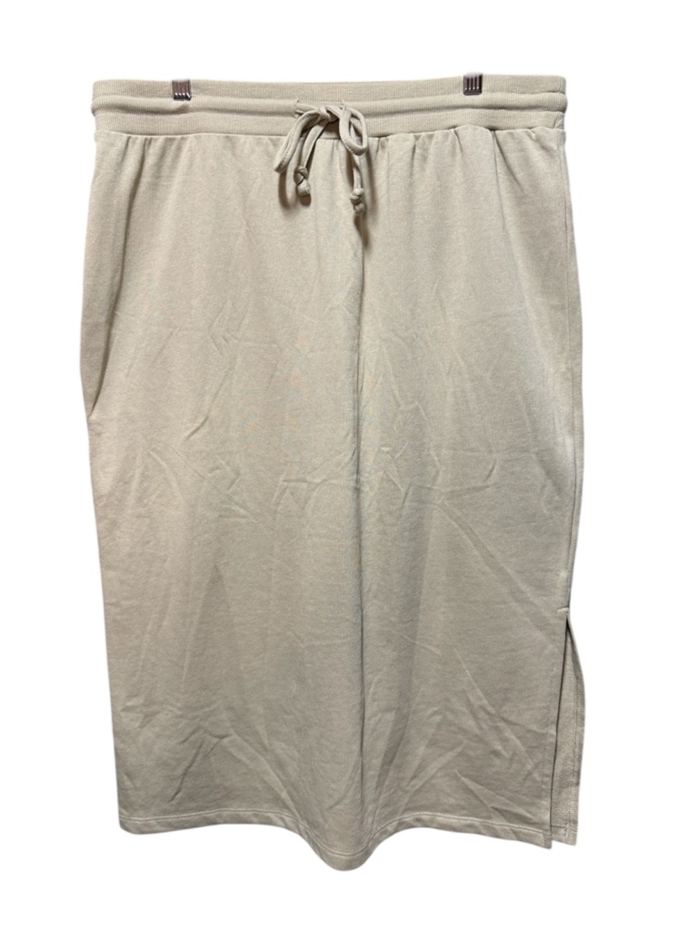 Drawstring Midi Skirt in Neutral Beige